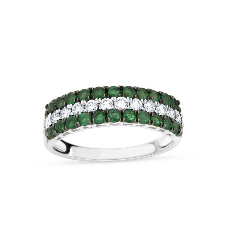14K 0.37 Ct Diamond &amp; Emerald Band