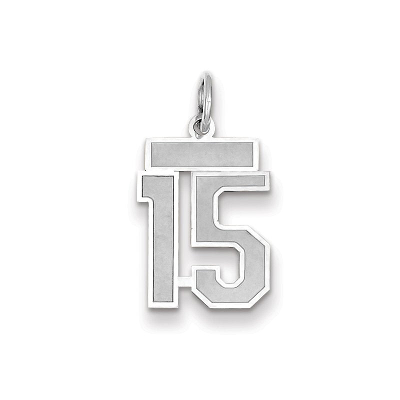 14kw Small Satin Number 15 Charm