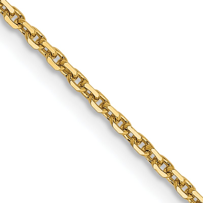 14K 26 inch 1.4mm Diamond-cut Round Open Link Cable with Lobster Clasp Chain