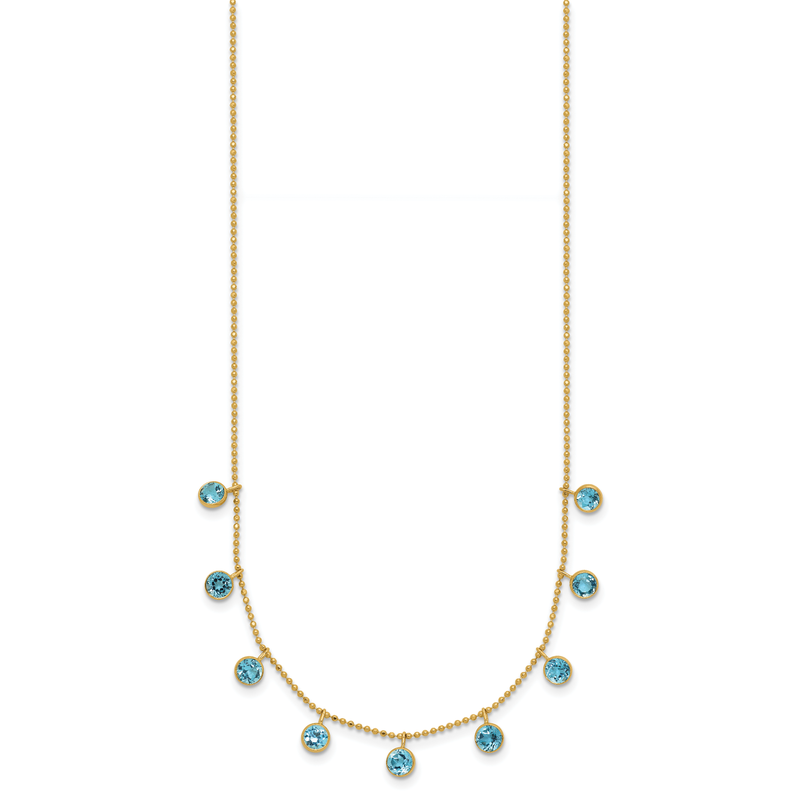 14k Blue Topaz Dangles 16 inch Necklace Plus 2 inch Extender
