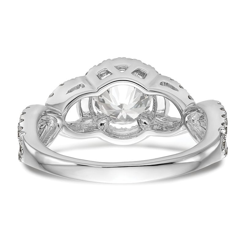 14K White Gold 3/4 carat Lab Grown Diamond VS/SI  D E F  Semi Mount Round Halo Engagement Ring