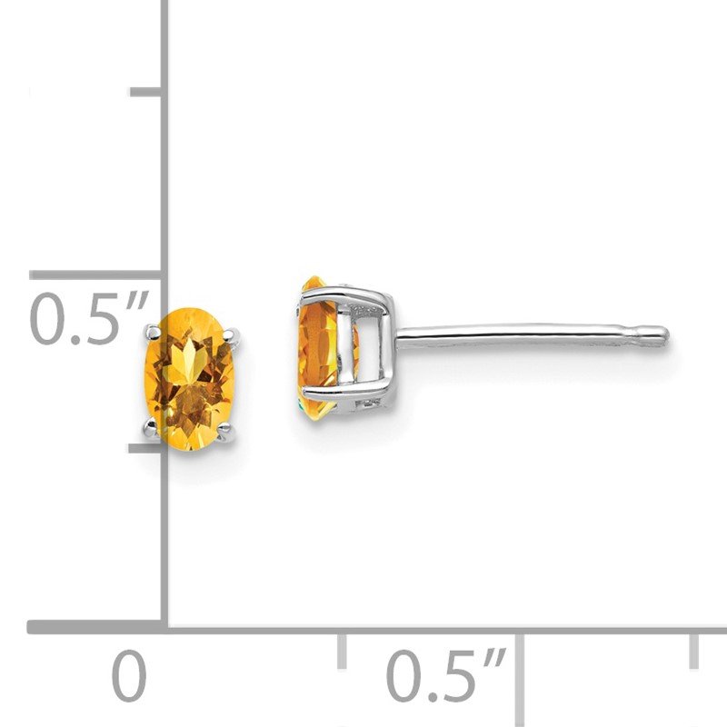14k White Gold 5x3mm Oval Citrine Post Earrings