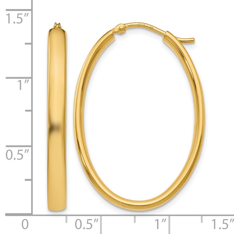 Sterling Silver Gold-plated Polished Oval Hoop Earrings