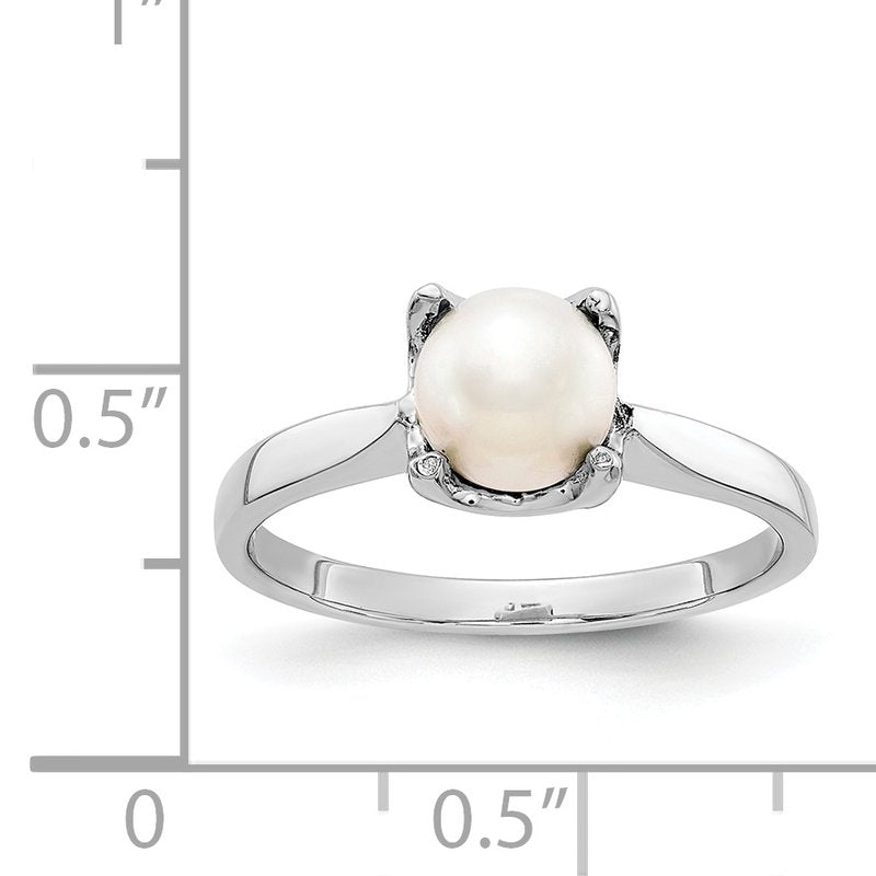 14k White Gold 6mm FW Cultured Pearl ring