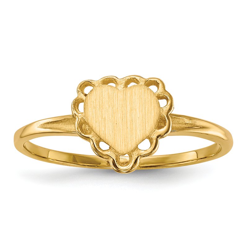 14k 6.5x6.0mm Open Back Heart Signet Ring