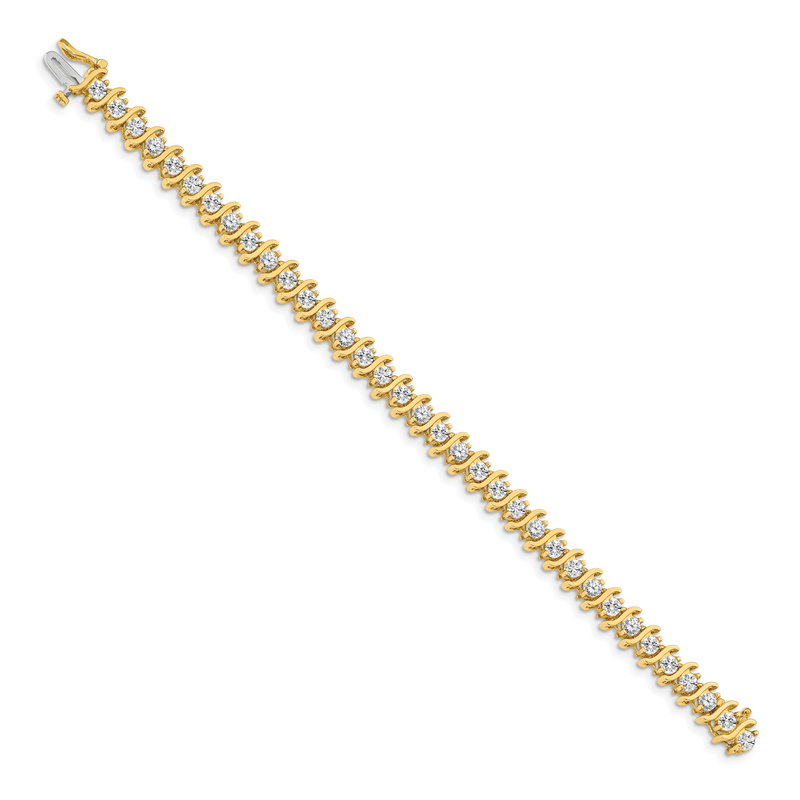 14k Complete 5.95 carat Round AAA Diamond 2-prong S-link 7 inch Tennis Bracelet