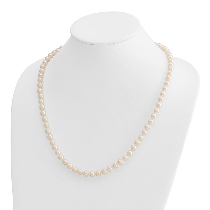 14k 7-8mm White Round Akoya Saltwater Cultured Pearl 16 inch Necklace