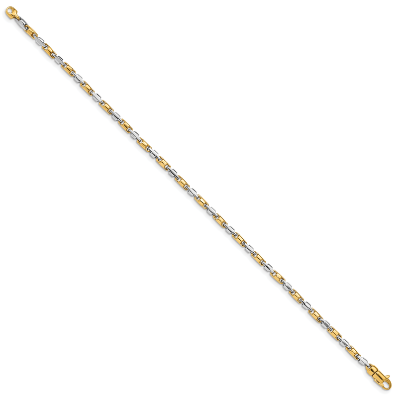 14K Two-tone 18 inch 2.5mm Hand Polished Fancy Link with Lobster Clasp Chain