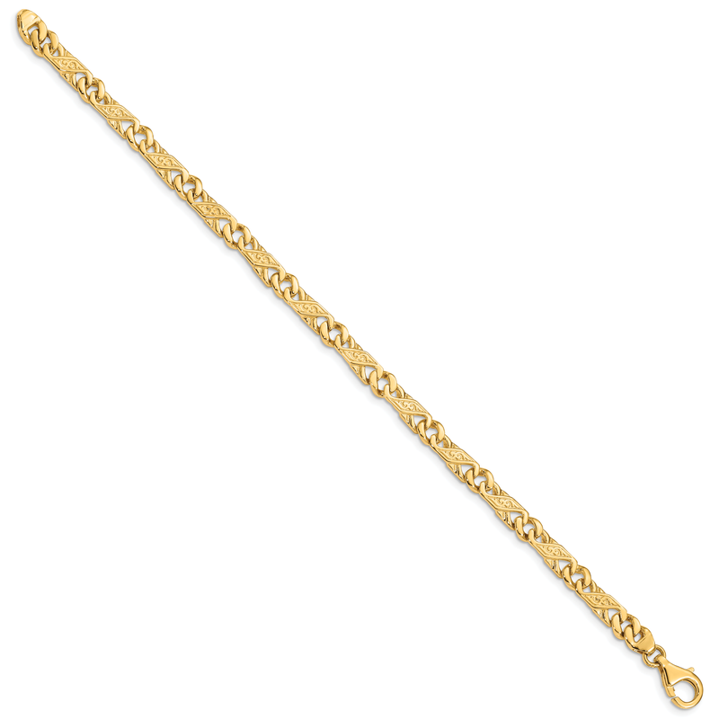 14K 18 inch 5.5mm Hand Polished Fancy Link with Fancy Lobster Clasp Chain