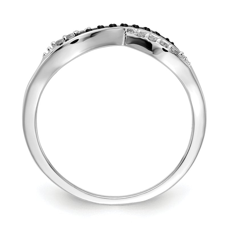 14k White Gold w/ Blue and White Diamond Crisscross Ring