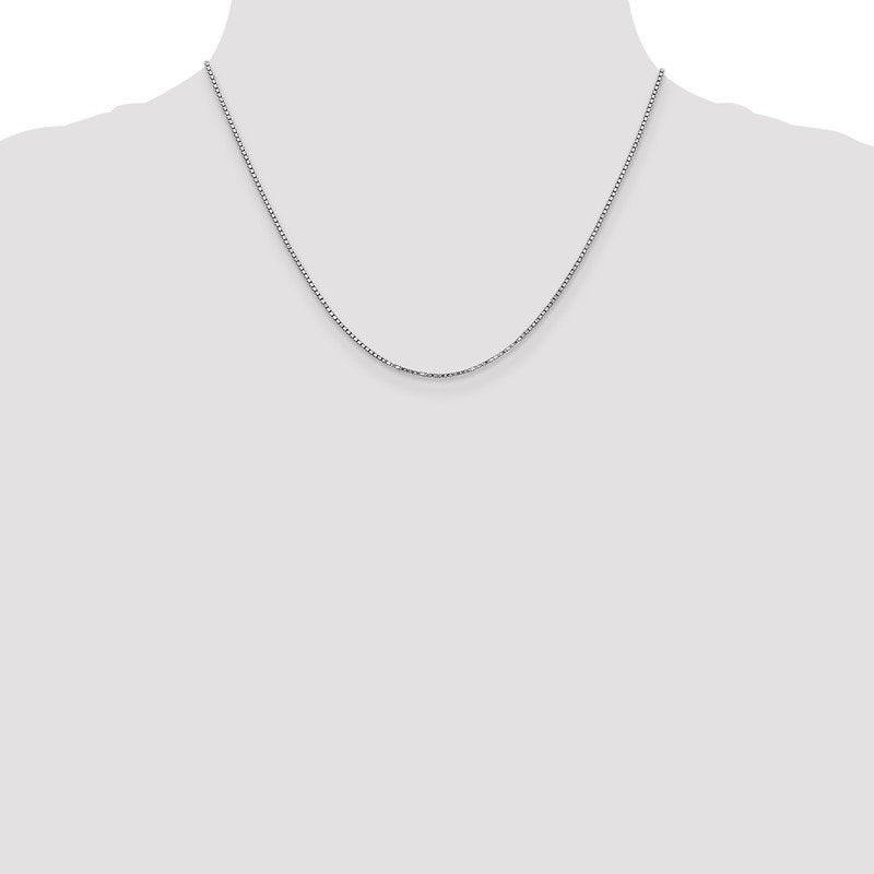 14K White Gold 14 inch 1.4mm Box with Lobster Clasp Chain