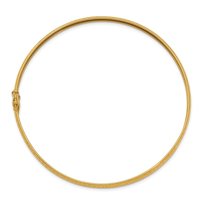 14K Polished Diamond-cut 4.25mm Flexible Round Bangle Bracelet