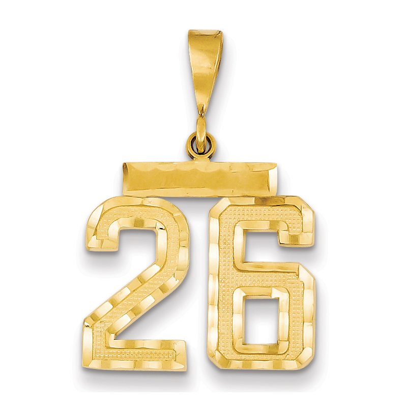 14k Medium Diamond-cut Number 26 Charm
