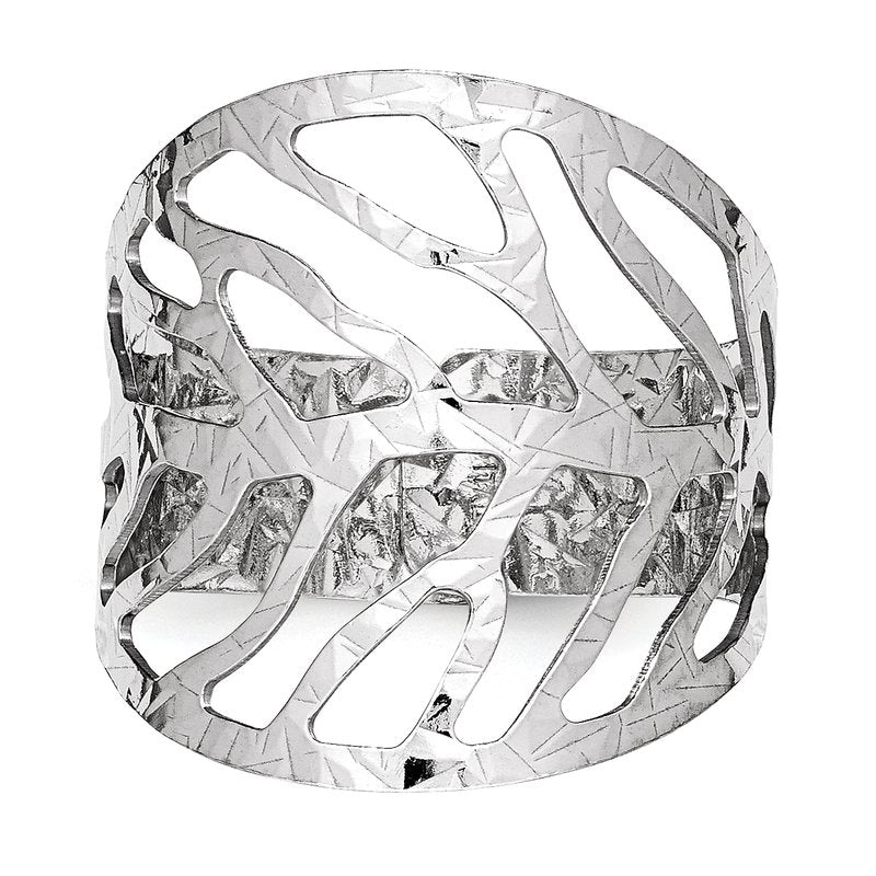 Sterling Silver Rhodium-Plated Adjustable Ring