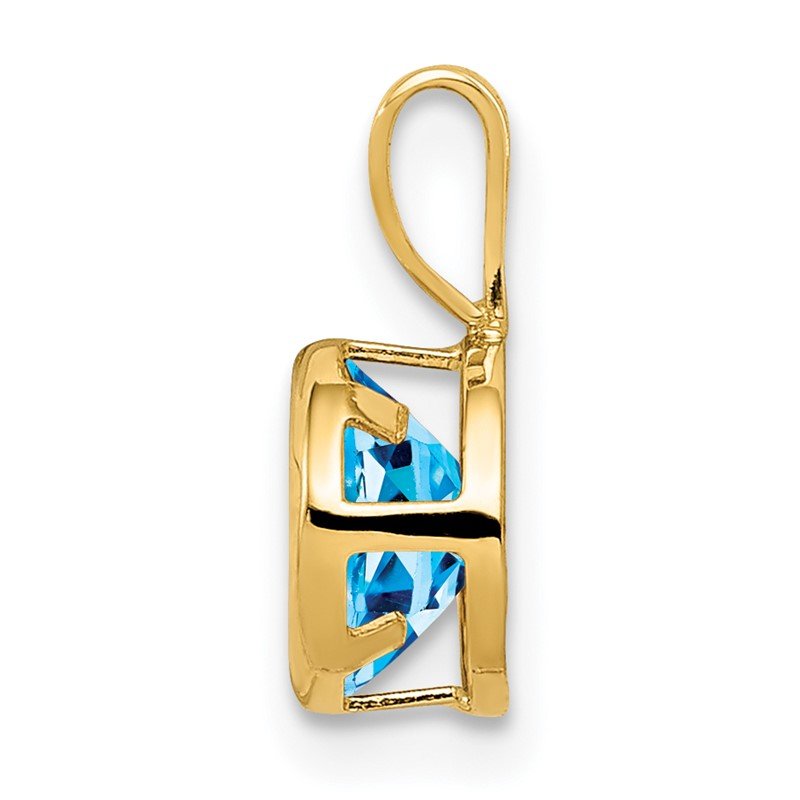 14k 6mm Round Blue Topaz Bezel Pendant