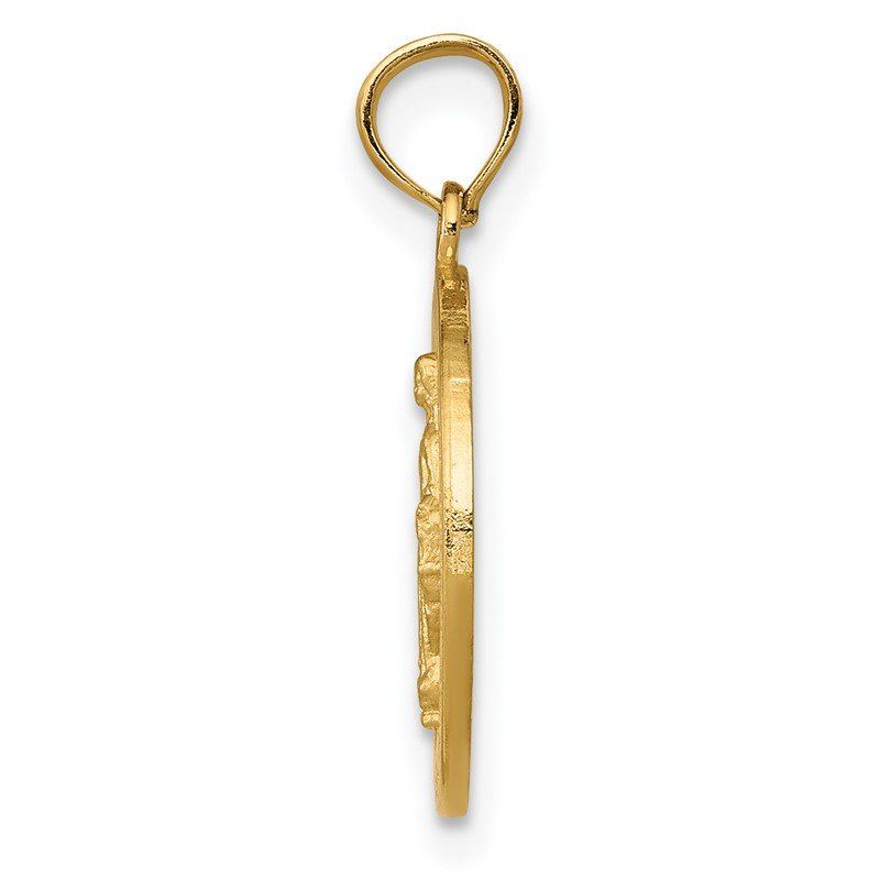 14k Polished and Satin Solid Miraculous Medal Round Pendant
