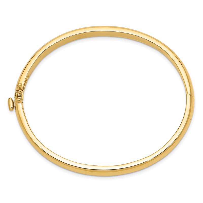 14k 5.6mm Polished Solid Hinged Oval Bangle Bracelet