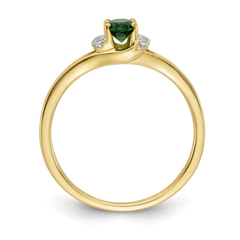 14k White Gold Diamond and Oval Emerald Ring