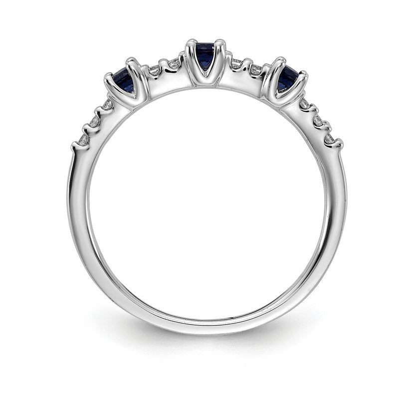 14k White Gold Diamond and Emerald 3-Stone Ring