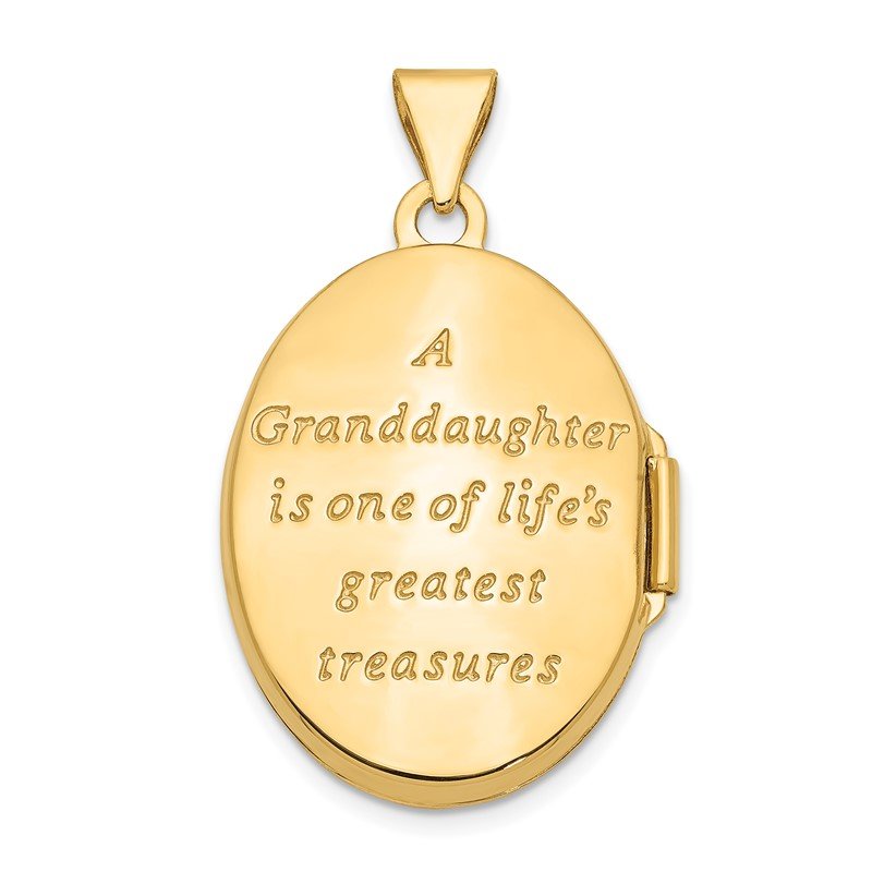 14k with White Rhodium Floral GRANDDAUGHTER with Poem on Reverse 21mm Oval Locket