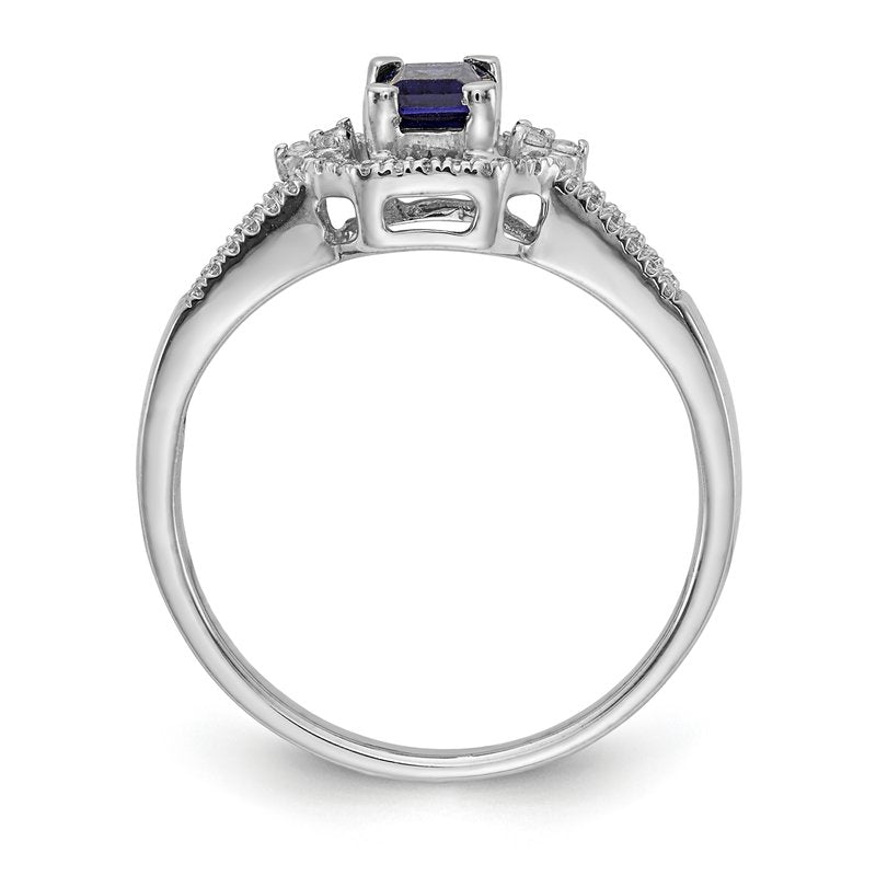 14k White Gold Diamond and Emerald Ring