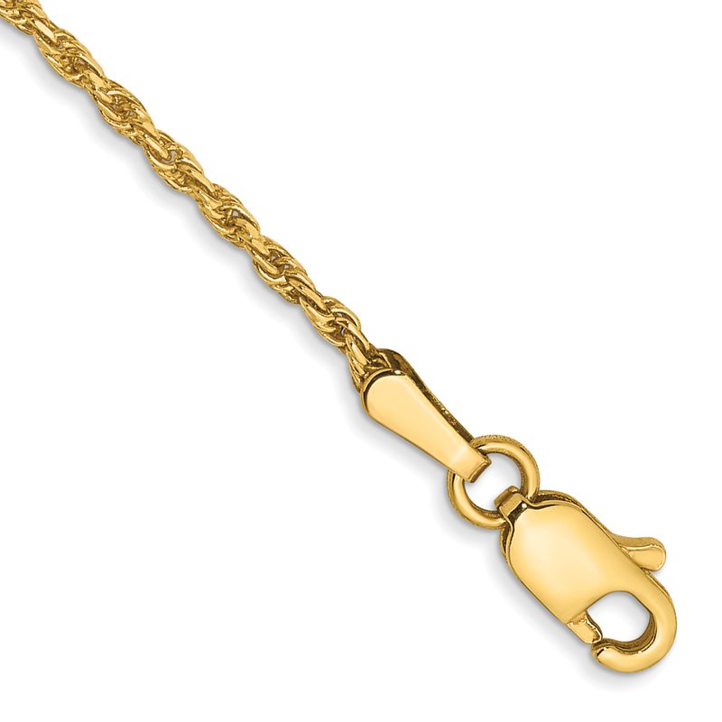 14K 14 inch 1.3mm Diamond-cut Solid Machine Made Rope with Lobster Clasp Chain