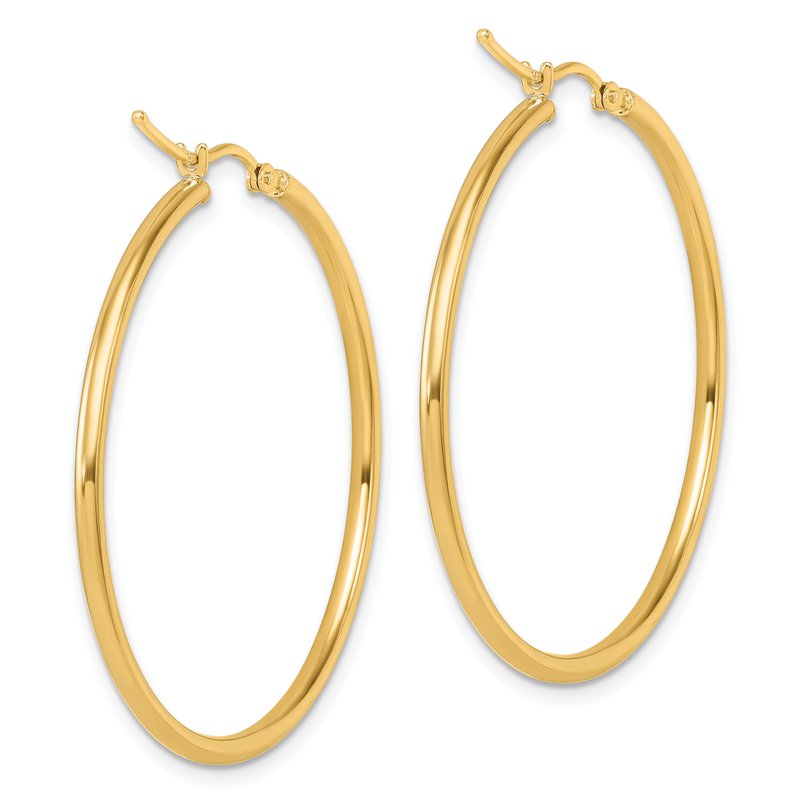 14K 2x40mm Polished Hoop Earrings