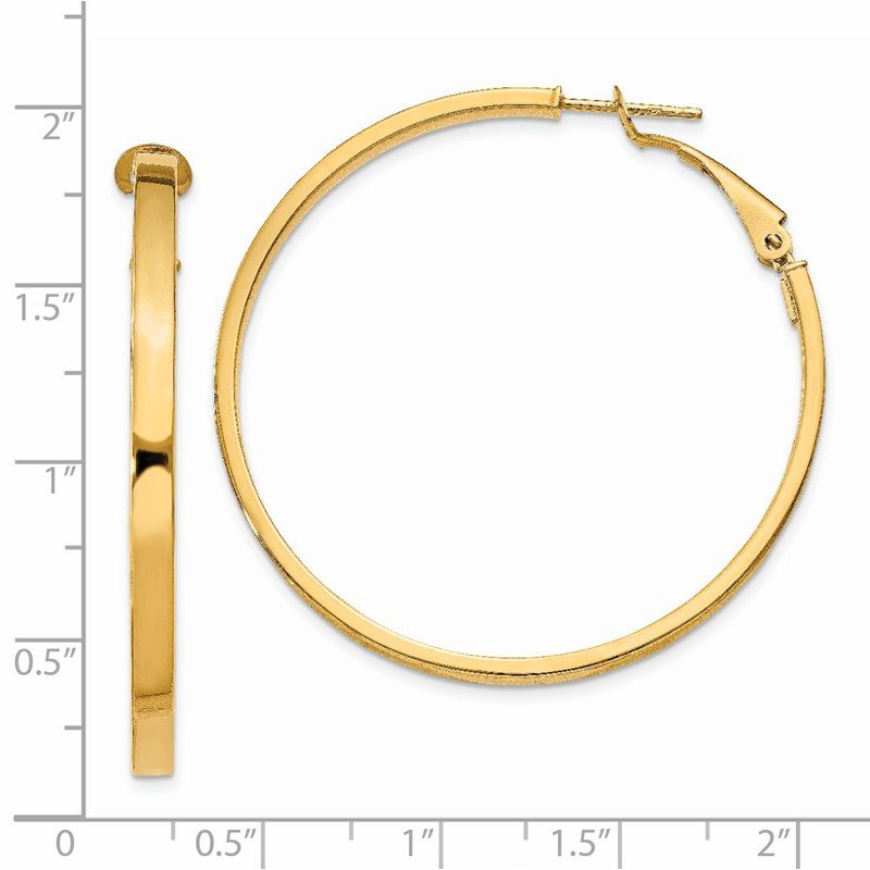 14k 3x40mm Polished Square Tube Round Hoop Earrings