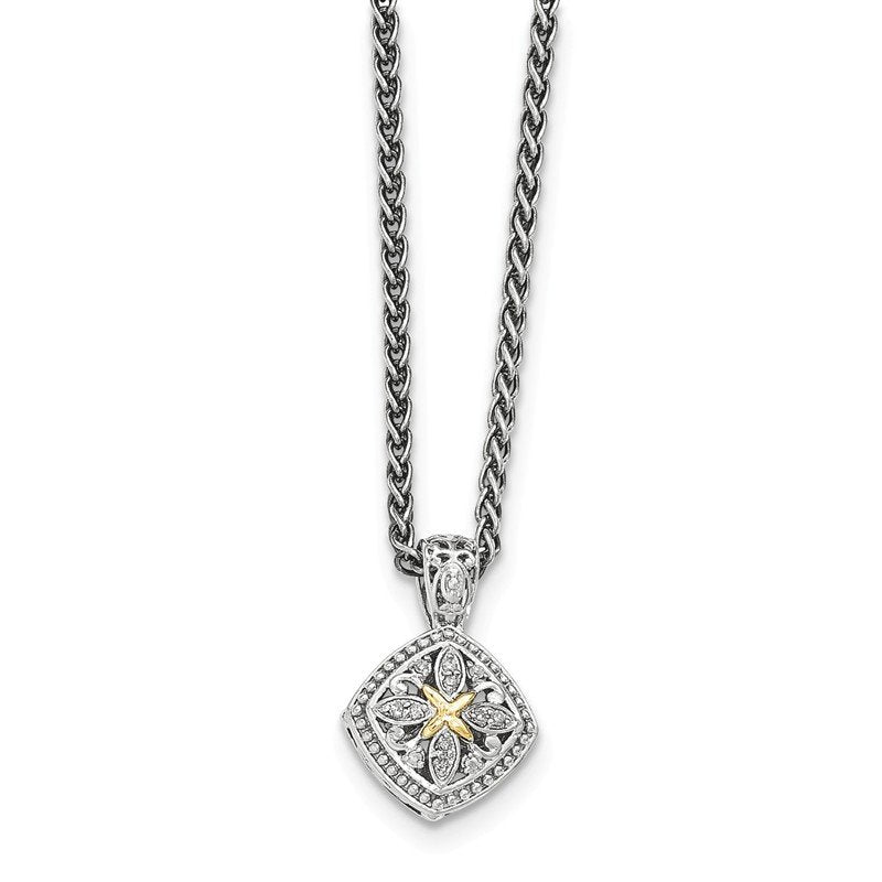 Sterling Silver with 14K Accent 18 Inch Diamond Necklace