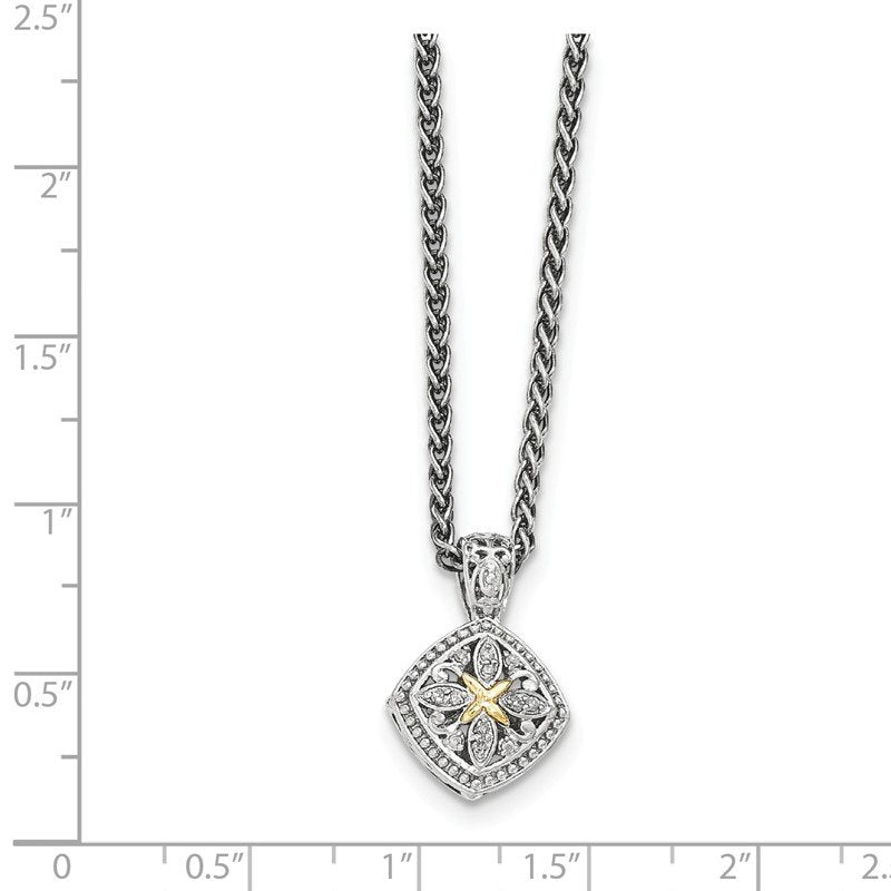 Sterling Silver with 14K Accent 18 Inch Diamond Necklace