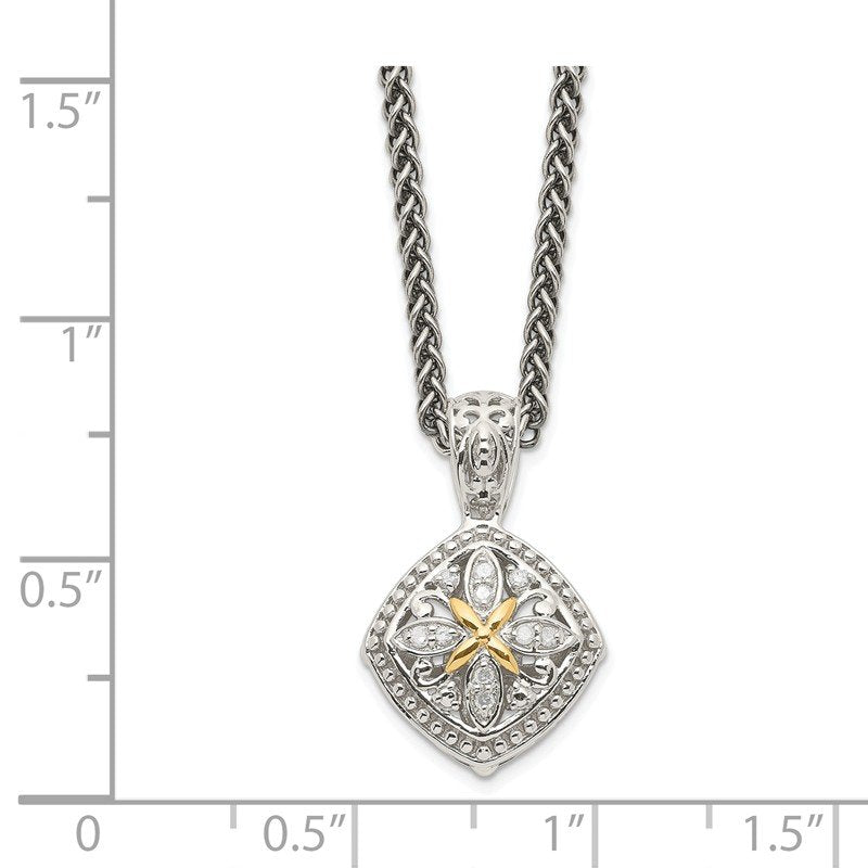 Sterling Silver with 14K Accent 18 Inch Diamond Necklace