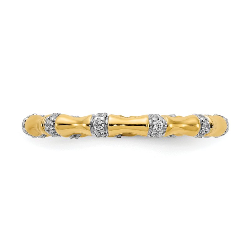 14k White Gold Diamond Fancy Bamboo Ring