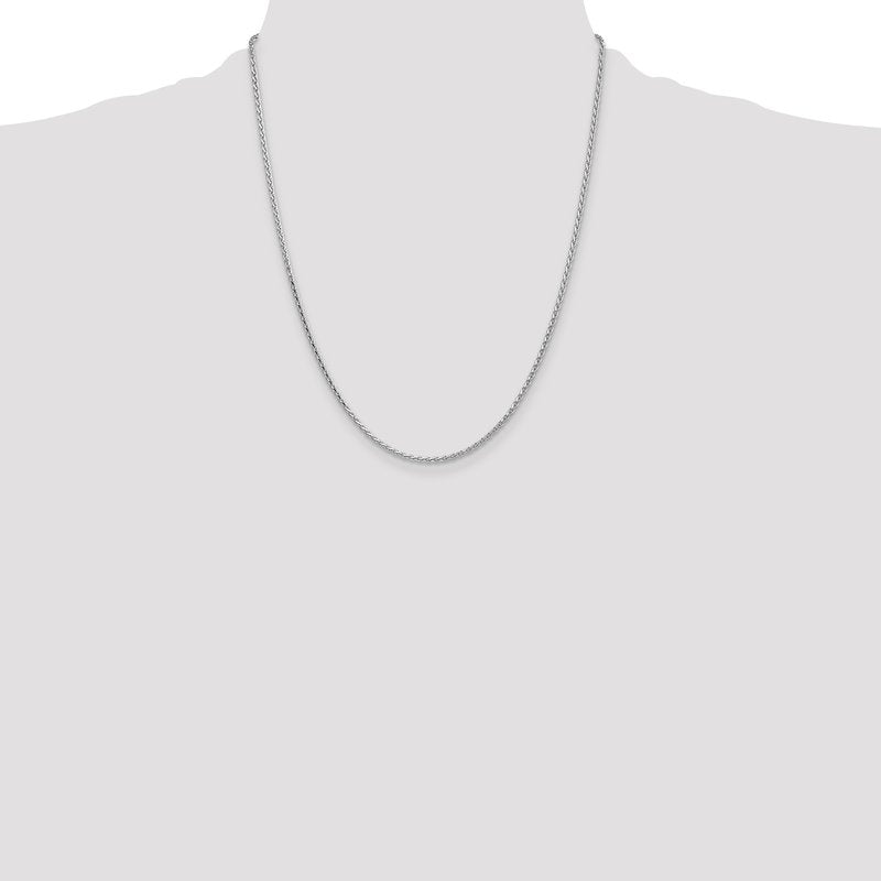 14K White Gold 10 inch 1.6mm Diamond-cut Parisian Wheat with Lobster Clasp Anklet