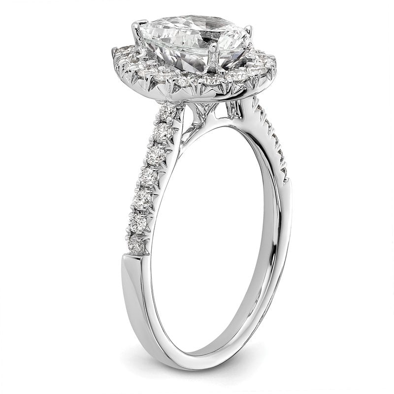 14K White Gold 1/3 carat Lab Grown Diamond VS+ F+ Semi-Mount Pear Halo Engagement Ring