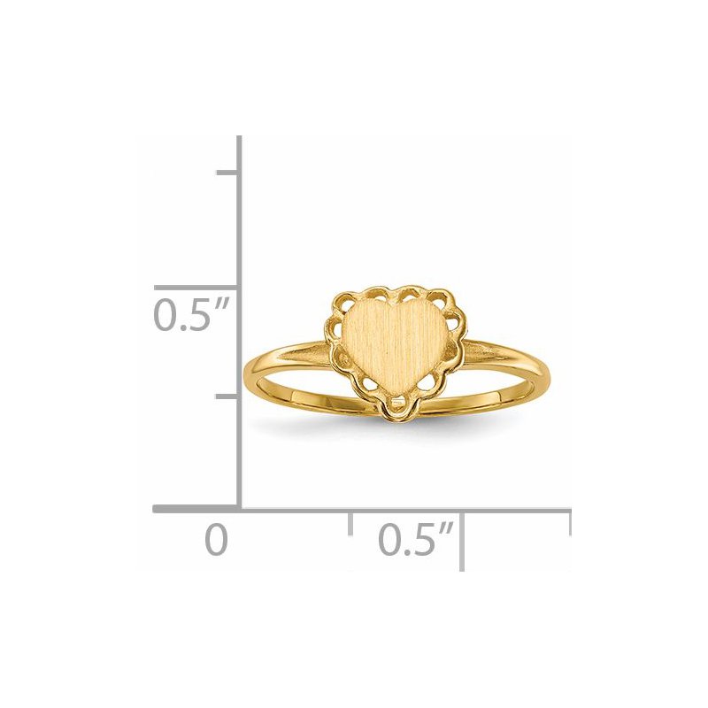 14k 6.5x6.0mm Open Back Heart Signet Ring