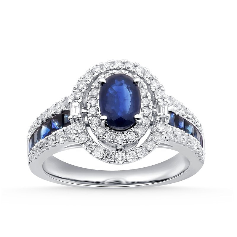 14K 0.60Ct Diamond Sapphire Ring
