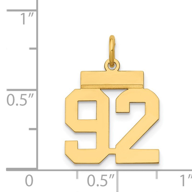 14k Small Polished Number 92 Charm