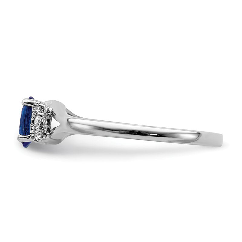 14k White Gold Diamond and Oval Emerald Ring