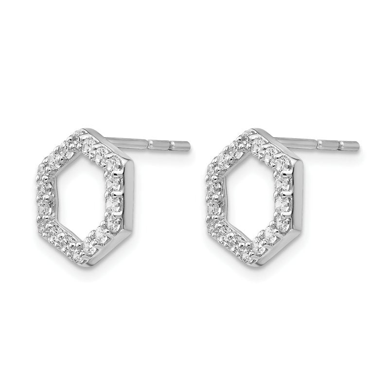 14K White Gold 1/5 carat Lab Grown Diamond VS+ F+ Complete Hexagon Post Earrings