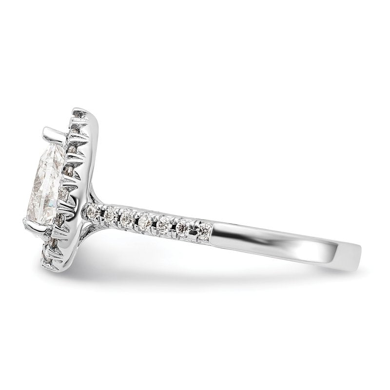 14K White Gold 1/3 carat Lab Grown Diamond VS+ F+ Semi-Mount Pear Halo Engagement Ring
