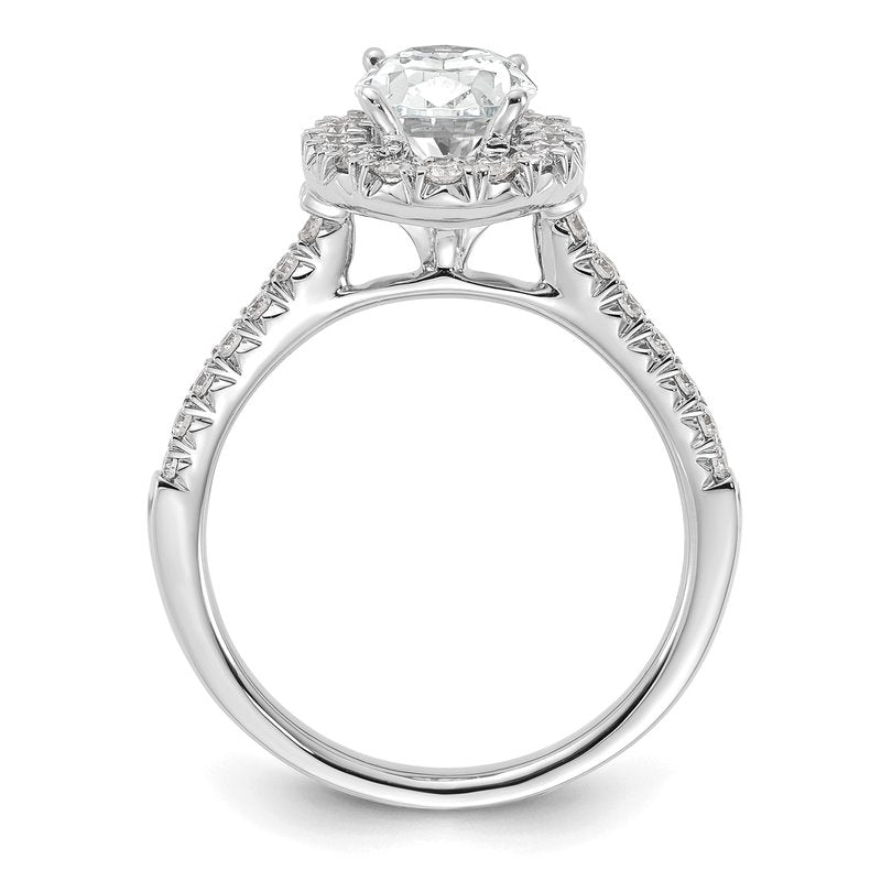 14K White Gold 1/3 carat Lab Grown Diamond VS+ F+ Semi-Mount Oval Halo Engagement Ring