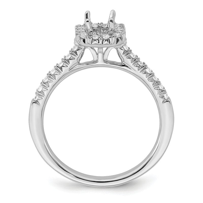14K White Gold 1/4 carat Lab Grown Diamond VS+ F+ Semi-Mount Emerald Halo Engagement Ring