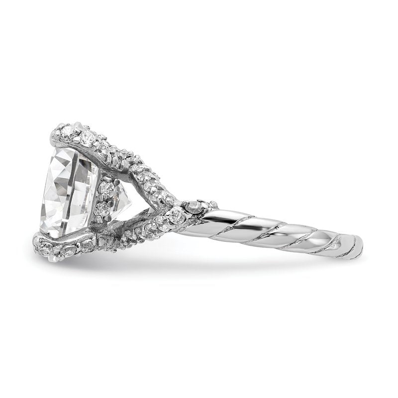 Sterling Silver Rhodium-plated Fancy Brilliant-cut CZ Ring