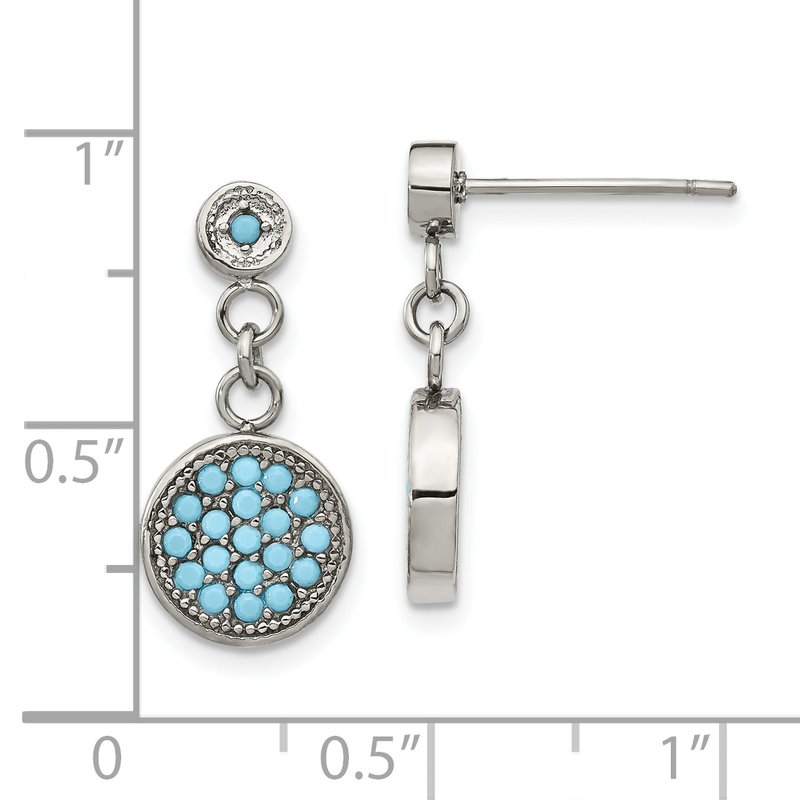 Stainless Steel Polished Reconstructed Turquoise Post Dangle Earrings