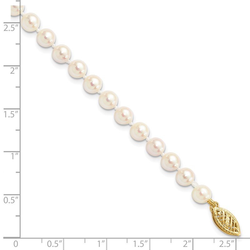 14k 5-6mm White Round Akoya Saltwater Cultured Pearl 16 inch Necklace