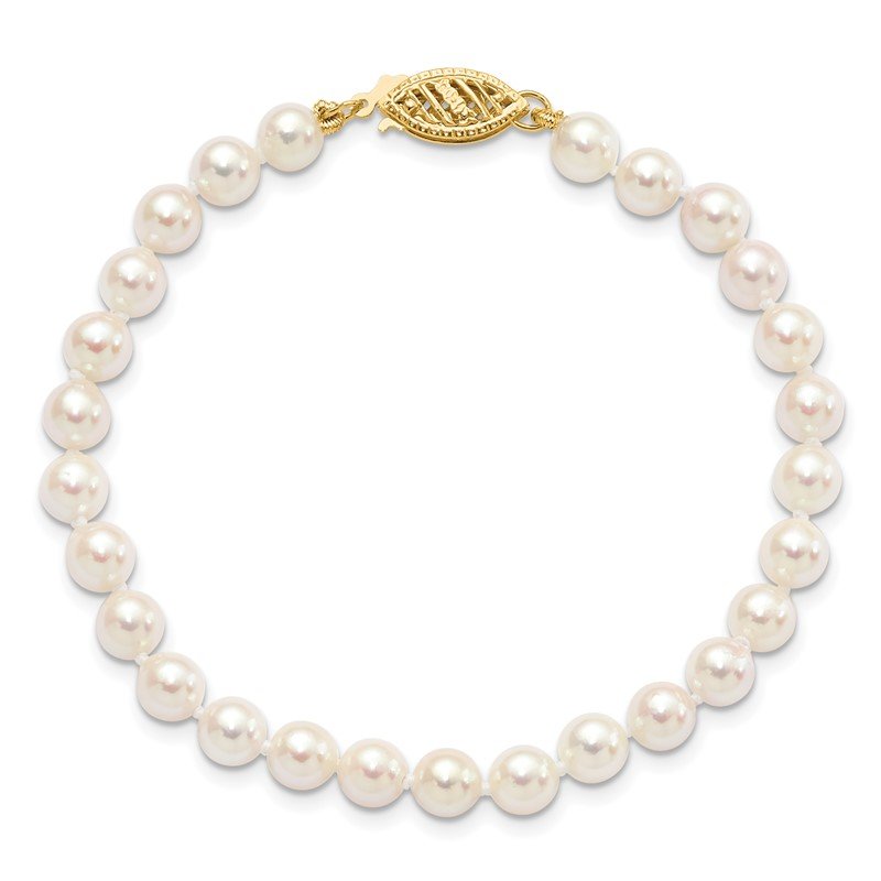 14k 5-6mm White Round Akoya Saltwater Cultured Pearl 16 inch Necklace
