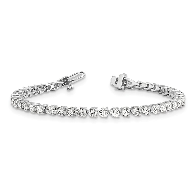 14k White Gold Complete 4.73 carat Round A Diamond 3-prong 7 inch Tennis Bracelet