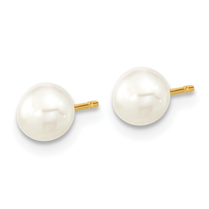 14k 5-6mm White Freshwater Cultured Pearl 5 inch Bracelet, 14 inch Necklace and Post Earrings Set