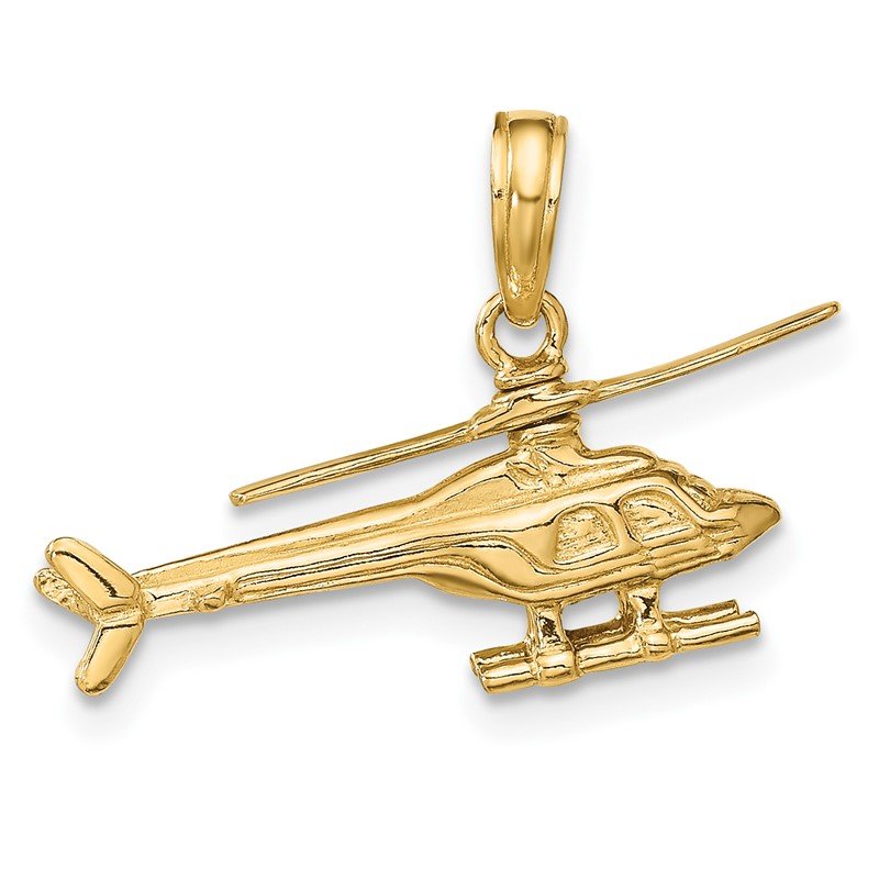 14k 3-D Moveable Rotor Helicopter Pendant