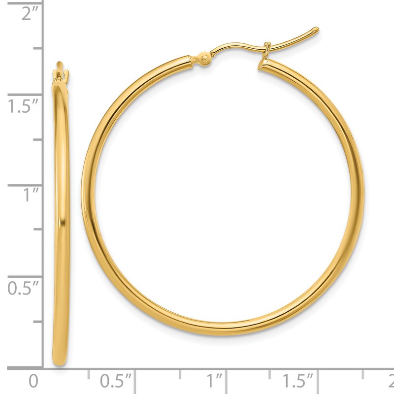 14K 2x40mm Polished Hoop Earrings